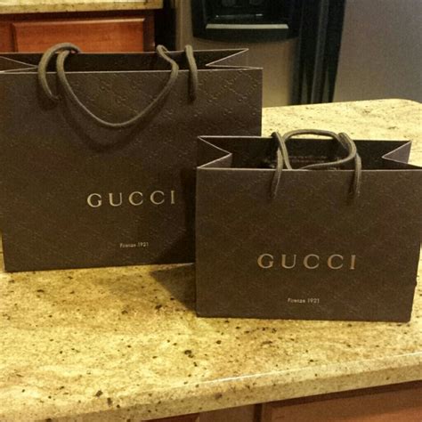 gucci shopping bag in store.